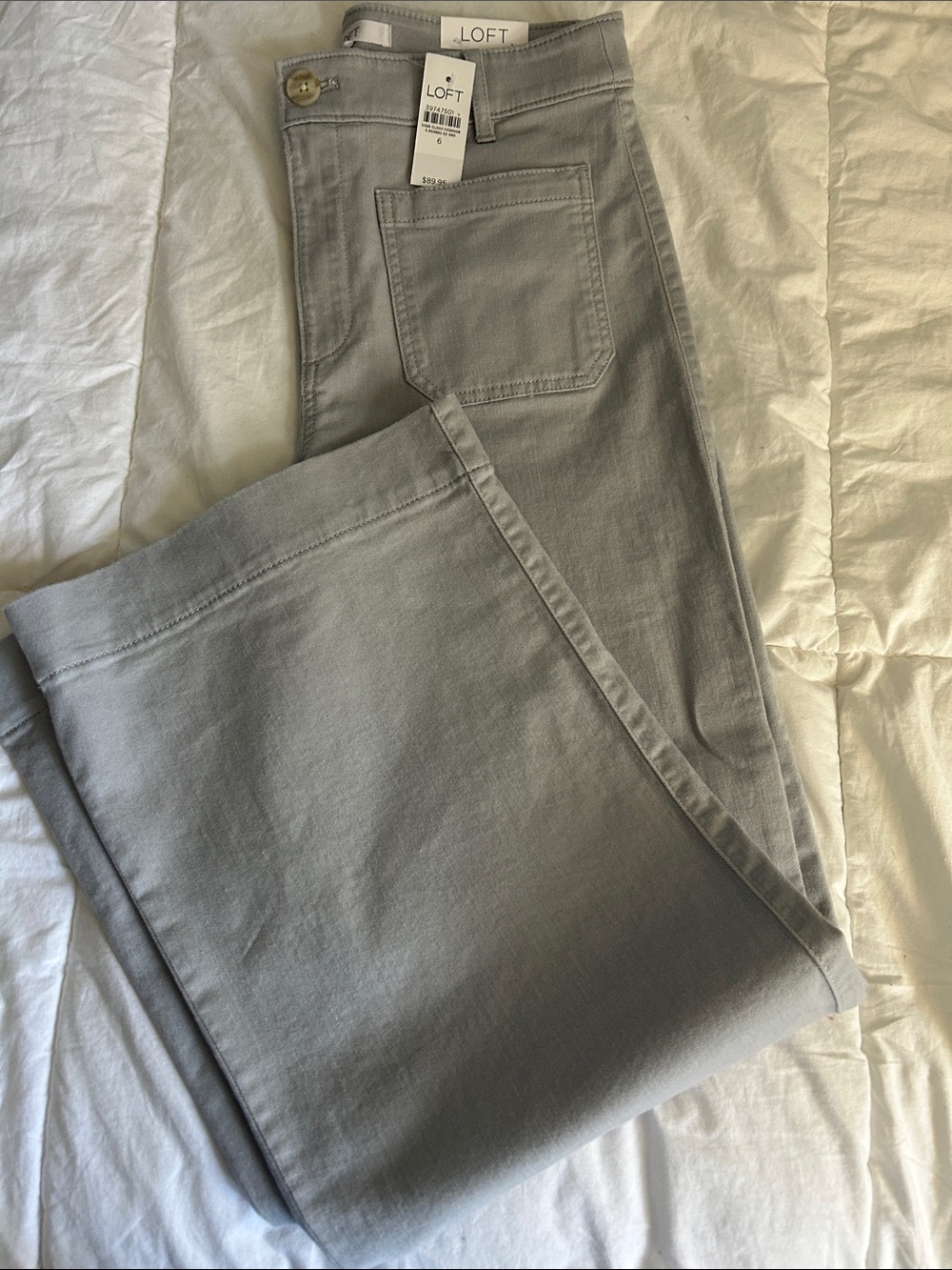 LOFT Light Gray Straight-Leg Jeans